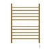 Radiant Straight 10 Bar Towel Warmer Polished Gold Plug in Front View