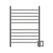 Radiant Straight 10 Bar Towel Warmer Polished Stainless Dual Gang Plate Front View