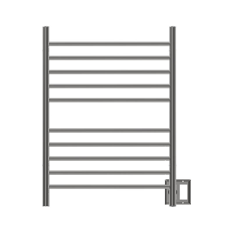 Radiant Straight 10 Bar Towel Warmer Polished Stainless Dual Gang Plate Front View