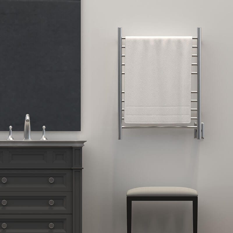 Radiant Straight Brushed Stainless Hardwired Front View Towel