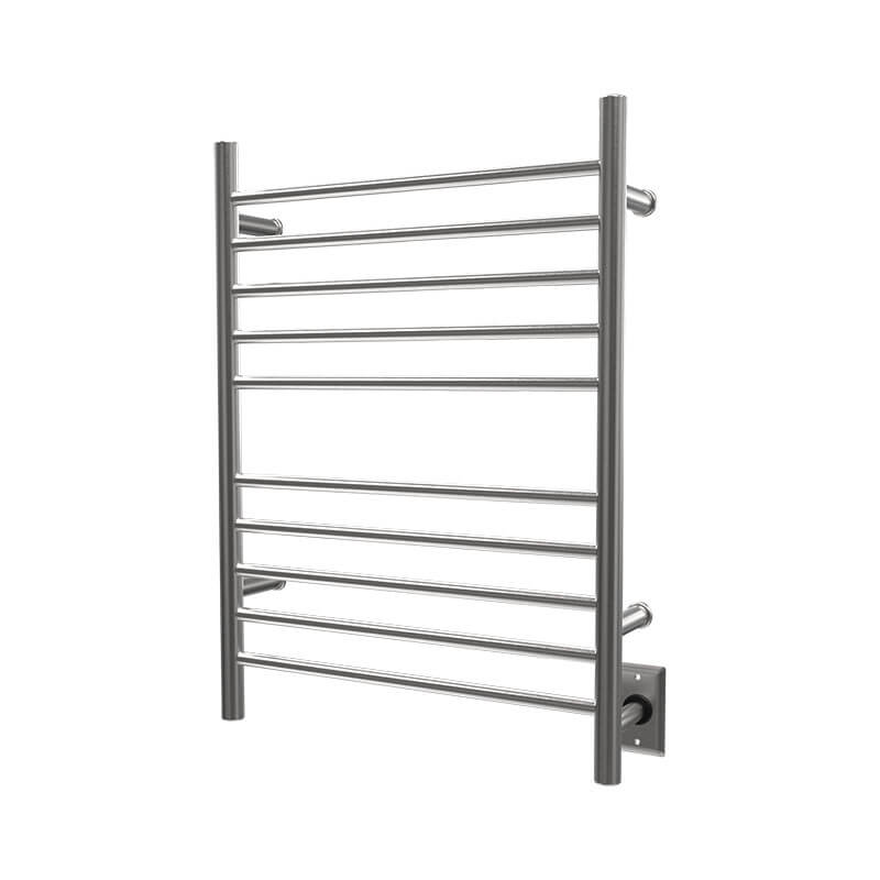 Radiant Straight Towel Warmer Brushed Stainless Hardwired Side View