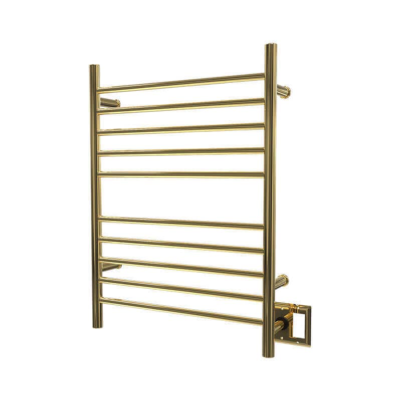 Radiant Straight Towel Warmer Polished Gold Dual Gang Plate Side View