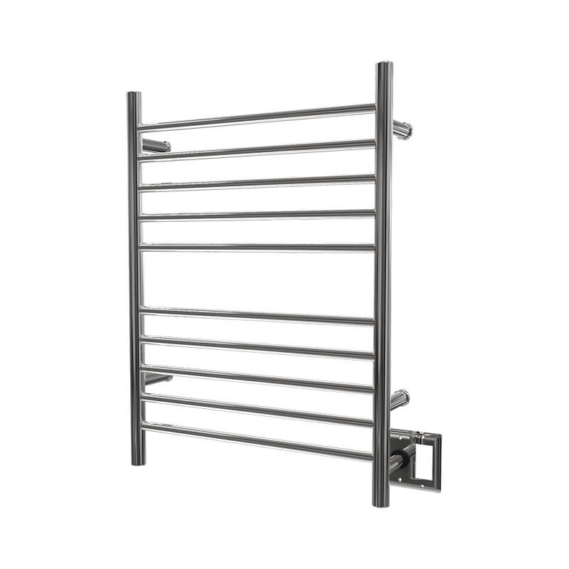 Radiant Straight Towel Warmer Polished Stainless Dual Gang Plate Side View
