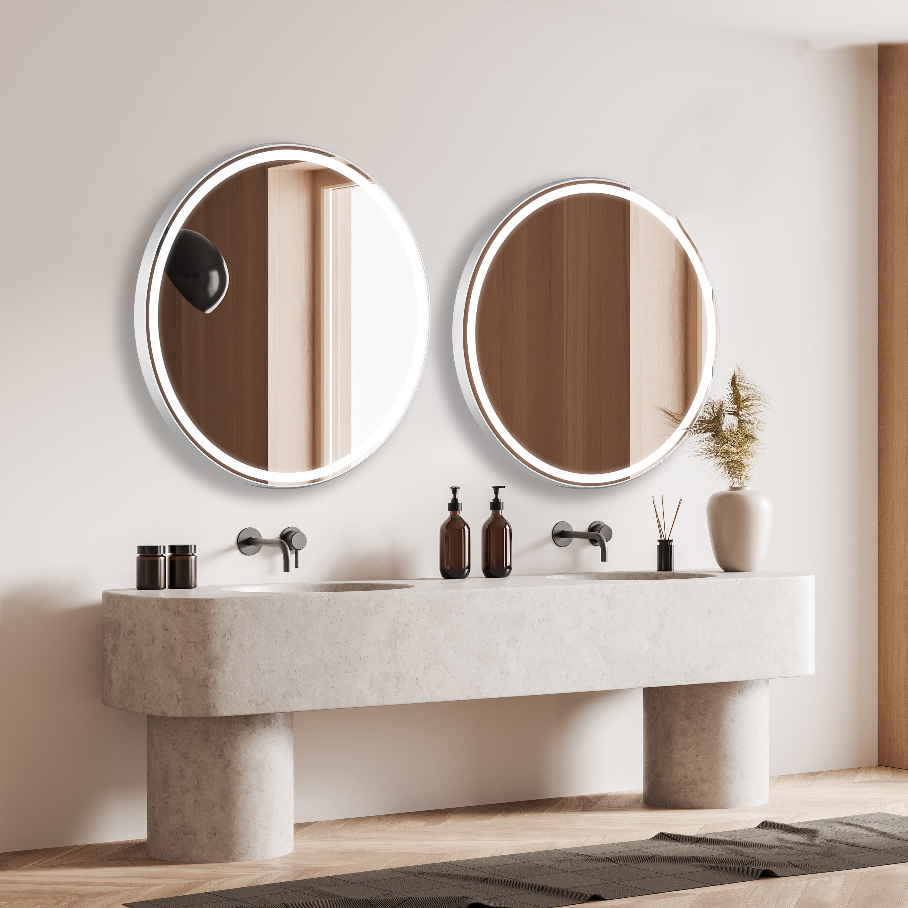Modern Mirrors Sola Round Lighted Bathroom Vanity Mirror