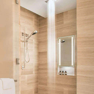 Acclaim Led Fog Free Mirror Corner View Bathroom Set Up