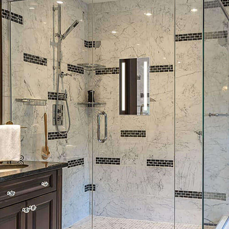 Acclaim Led Fog Free Mirror Front View Bathroom Set Up