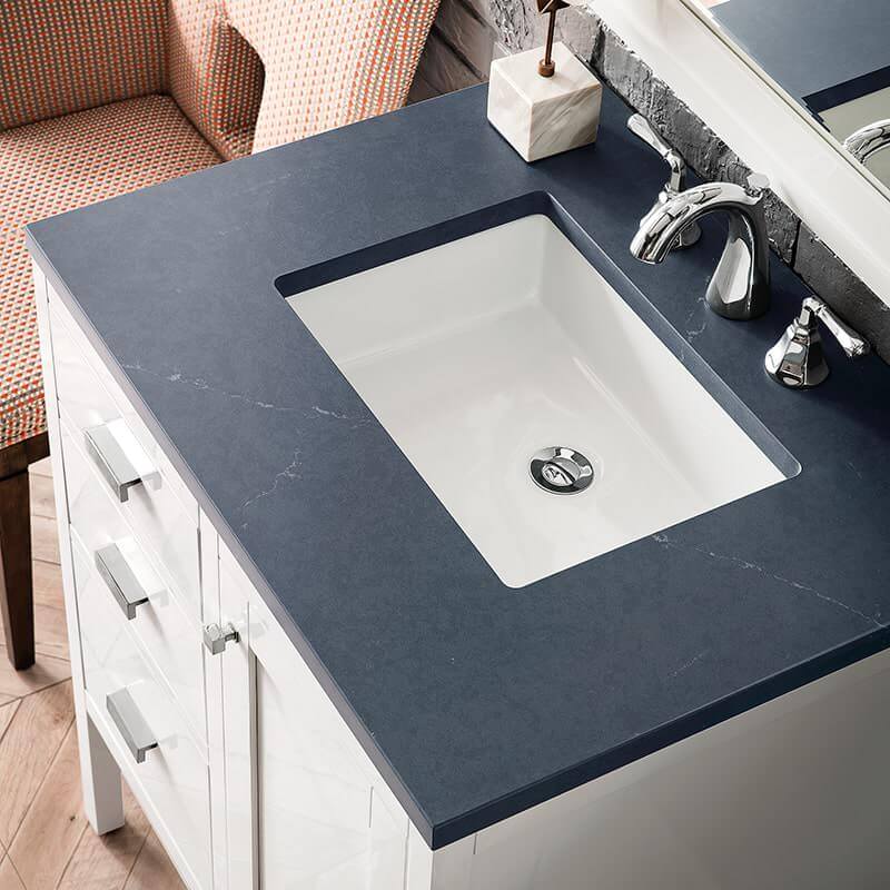 Addison 30" Single Vanity in Glossy White With Charcoal Soapstone Silestone Top