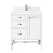 Addison 30" Single Vanity in Glossy White With Single Hole Faucet White Zeus Silestone Top Backsplash