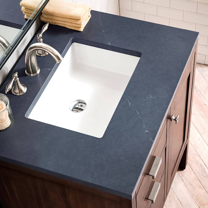 Addison 30" Single Vanity in Mid Century Acacia With Charcoal Soapstone Silestone Top