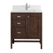 Addison 30" Single Vanity in Mid Century Acacia With Single Hole Faucet White Zeus Silestone Top Backsplash