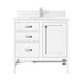 Addison 36" Single Vanity in Glossy White With Single Hole Faucet White Zeus Silestone Top Backsplash