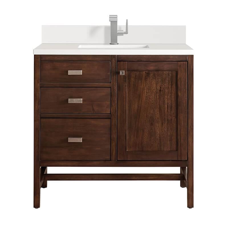 Addison 36" Single Vanity in Mid Century Acacia With Addison 36 Inch Single Vanity in Mid Century Acacia