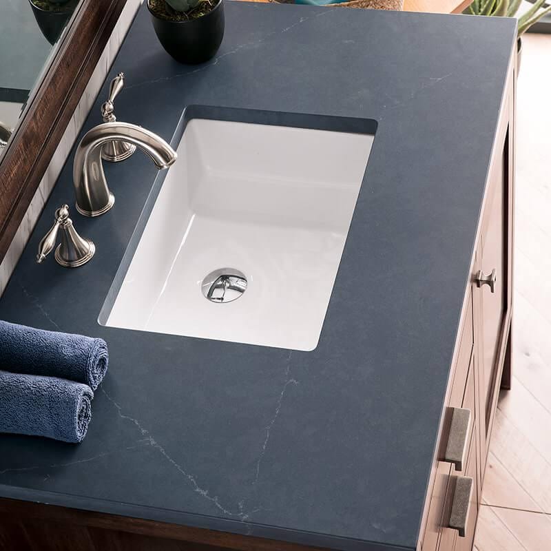 Addison 36" Single Vanity in Mid Century Acacia With Charcoal Soapstone Silestone Top