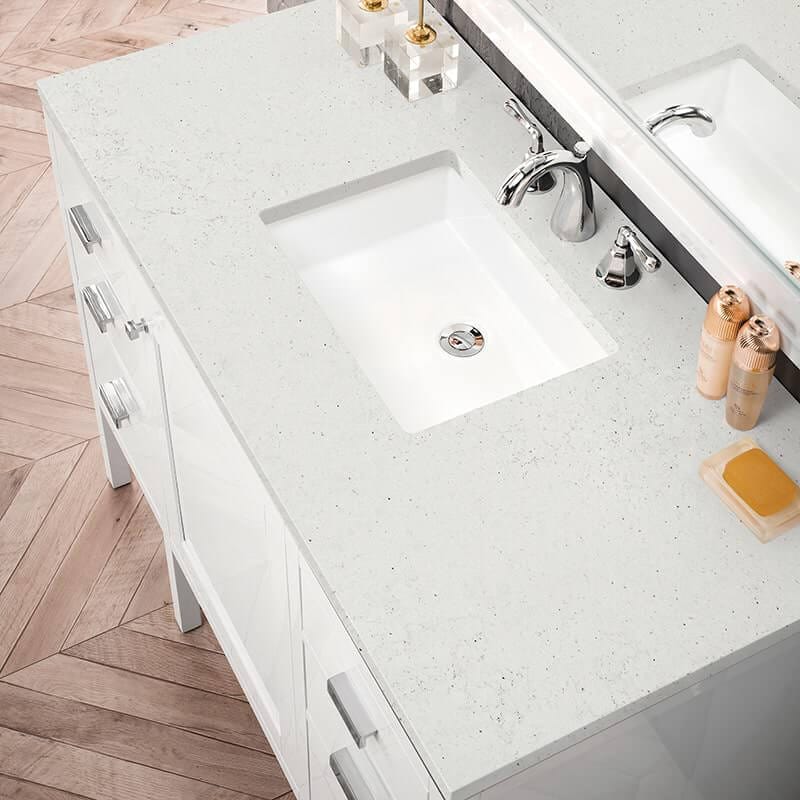 Addison 48 Inch Single Vanity in Glossy White With Lime Delight Silestone Top