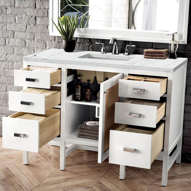 Addison 48" Single Vanity in Glossy White With Ethereal Noctis Top