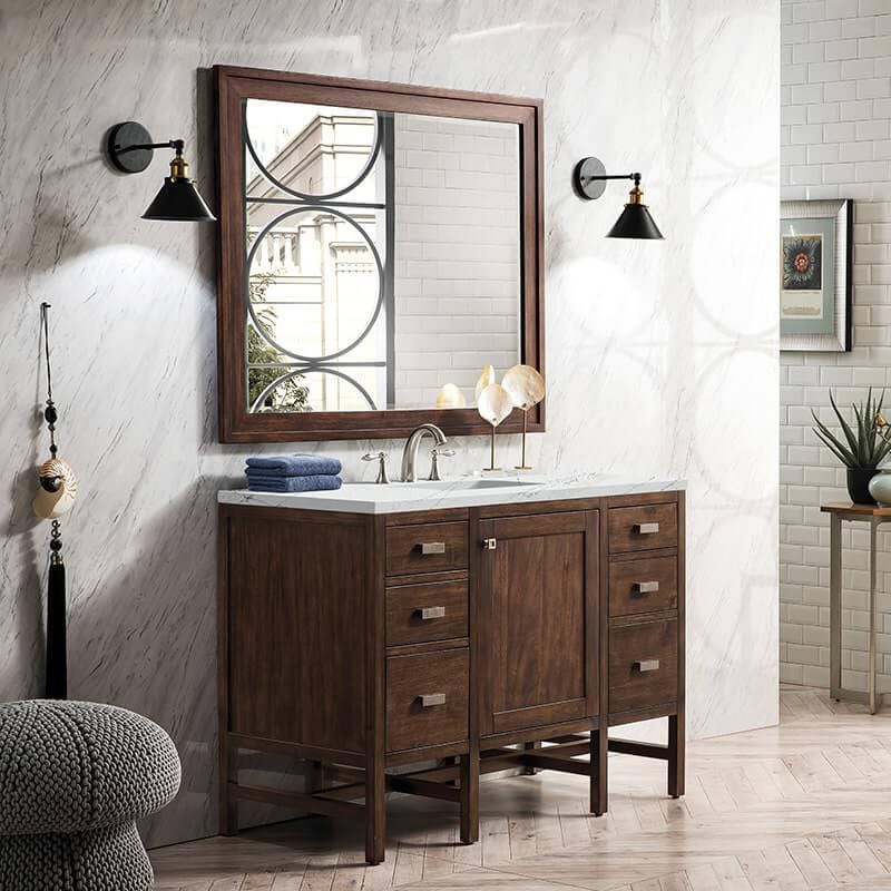 Addison 48" Single Vanity in Mid Century Acacia With Ethereal Noctis Silestone Top