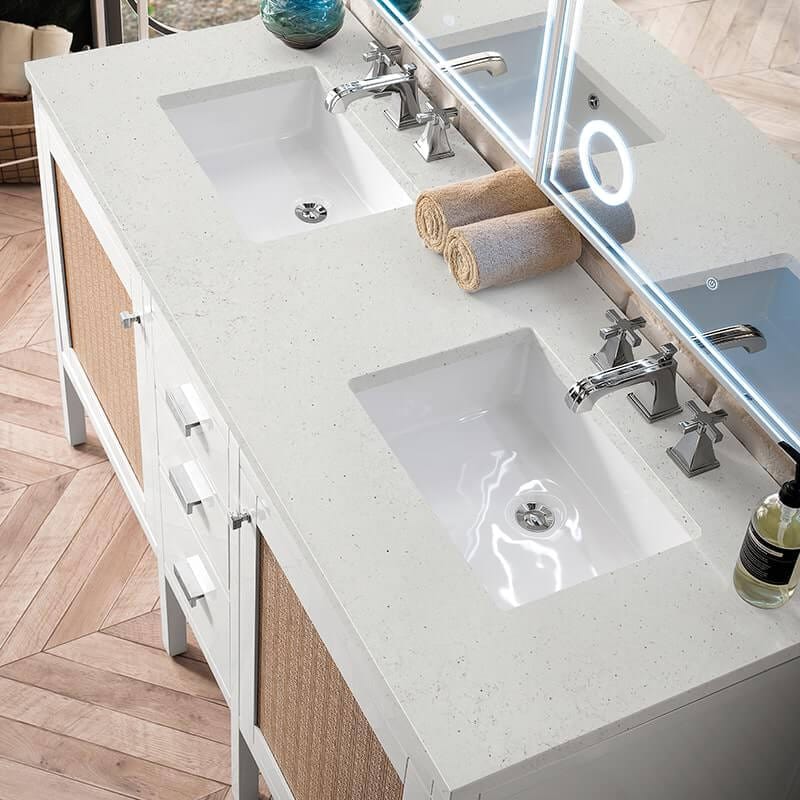 Addison 60" Double Vanity in Glossy White With Lime Delight Silestone Top