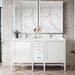 Addison 60" Double Vanity in Glossy White With Single Hole Faucet White Zeus Silestone Top Backsplash