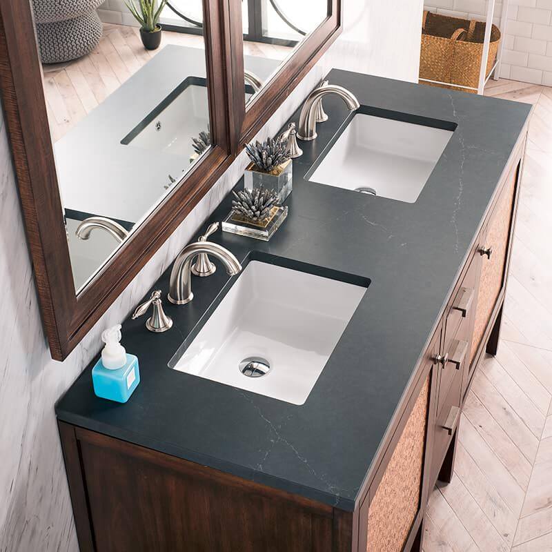 Addison 60" Double Vanity in Mid Century Acacia With Charcoal Soapstone Silestone Top