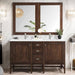 Addison 60" Double Vanity in Mid Century Acacia With Single Hole Faucet White Zeus Silestone Top Backsplash
