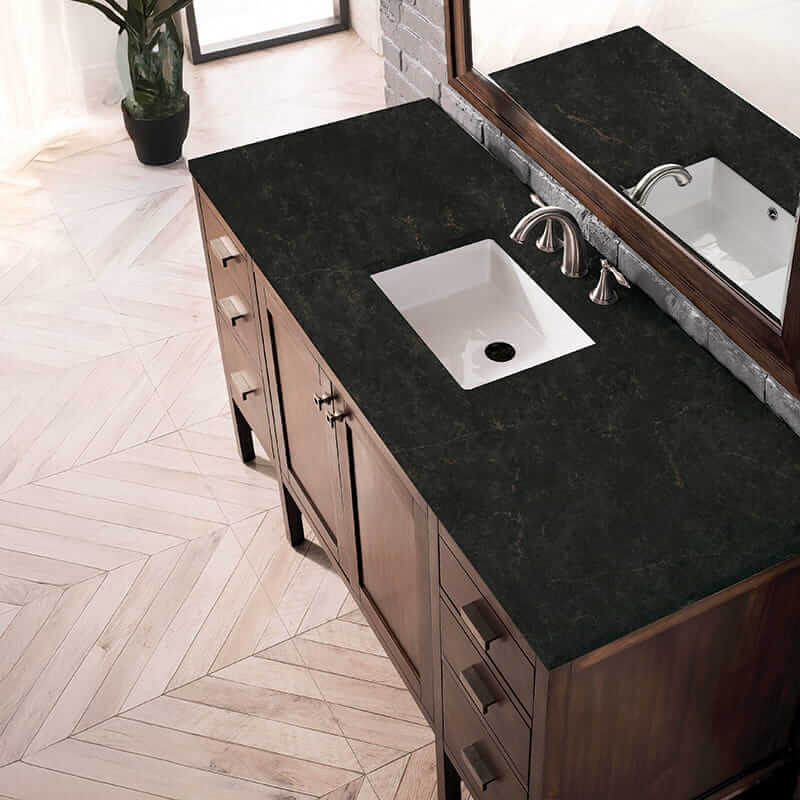 Addison 60 Inch Single Vanity in Mid Century Acacia With Phantome Eclos Top
