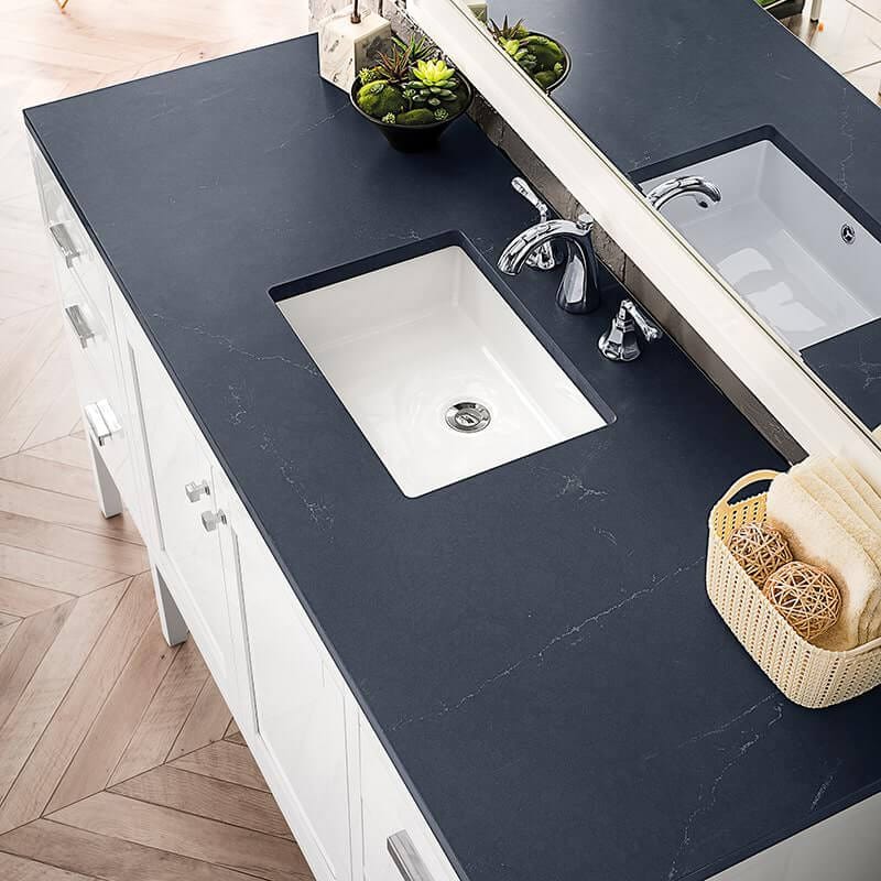 Addison 60" Single Vanity in Glossy White With Charcoal Soapstone Silestone Top
