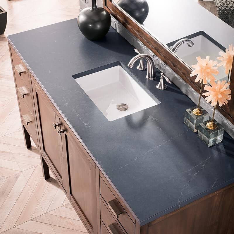 Addison 60" Single Vanity in Mid Century Acacia With Charcoal Soapstone Silestone Top