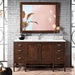 Addison 60" Single Vanity in Mid Century Acacia With Single Hole Faucet White Zeus Silestone Top Backsplash