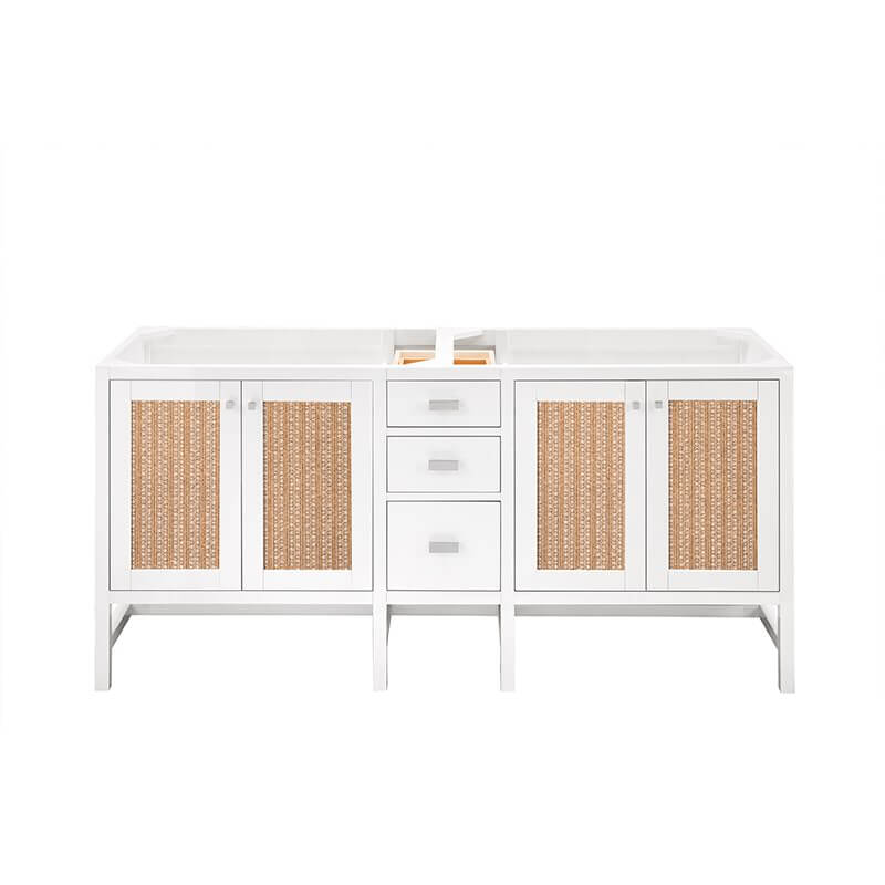 Addison 72" Double Vanity in Glossy White Front View