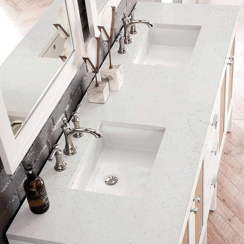 Addison 72" Double Vanity in Glossy White With Lime Delight Silestone Top