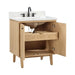 Adele 30 Single Sink Bathroom Vanity Natural Oak in Calacatta Quartz Top Open Drawer