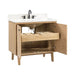 Adele 36 inch Single Sink Bathroom Vanity Natural Oak in Calacatta Quartz Open Drawer