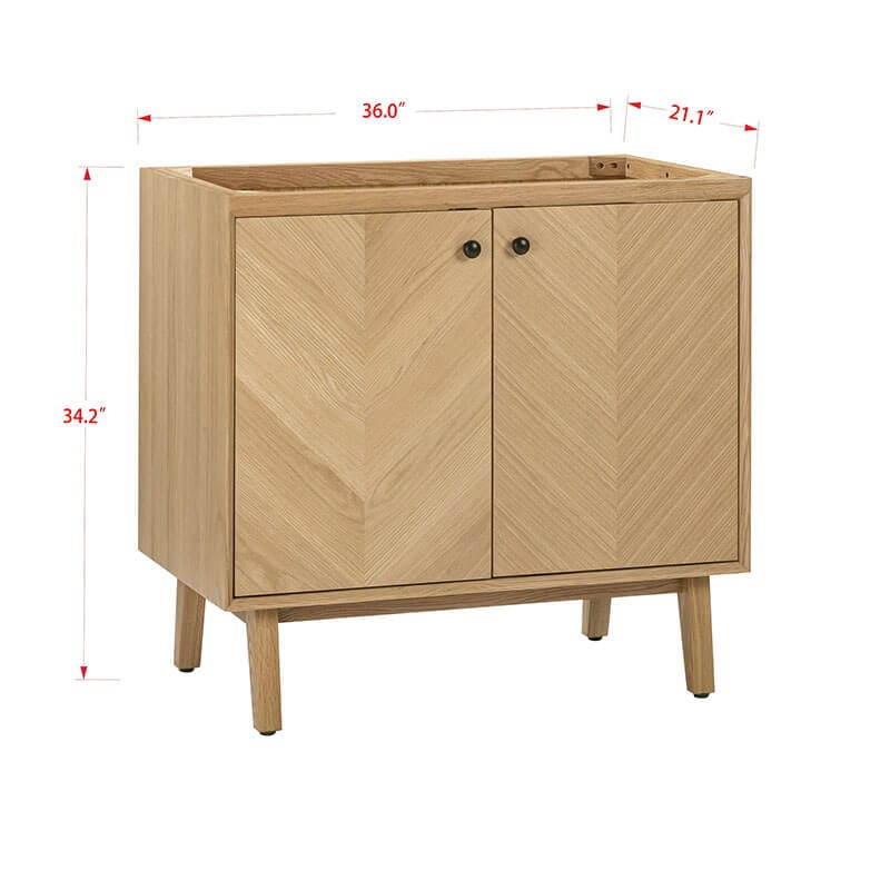 Adele 36 Single Sink Bathroom Vanity Natural Oak Cabinet Only Corner View