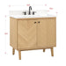 Adele 36 Single Sink Bathroom Vanity Natural Oak in Calacatta Quartz Corner View