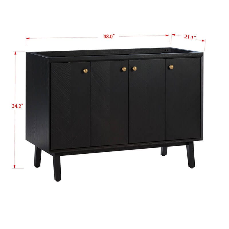 Adele 48 inch Single Sink Bathroom Vanity Black Oak Cabinet Only Corner View