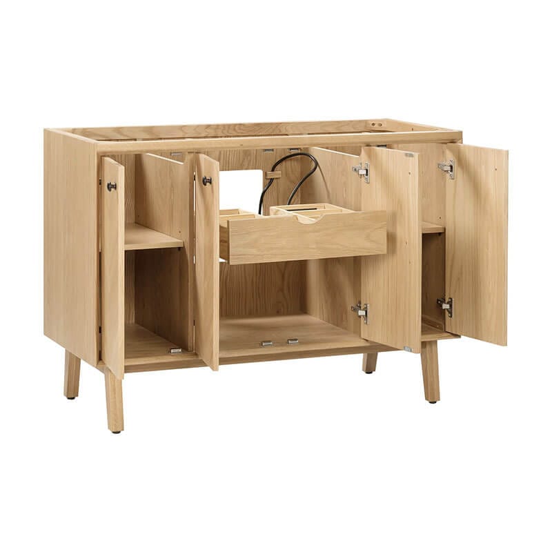 Adele 48 Single Sink Bathroom Vanity Natural Oak Cabinet Only Open Drawer