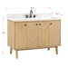 Adele 48 Single Sink Bathroom Vanity Natural Oak in Calacatta Quartz Corner View