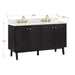 Adele 60 Double Sink Bathroom Vanity Black Oak in Calacatta Quartz Corner View