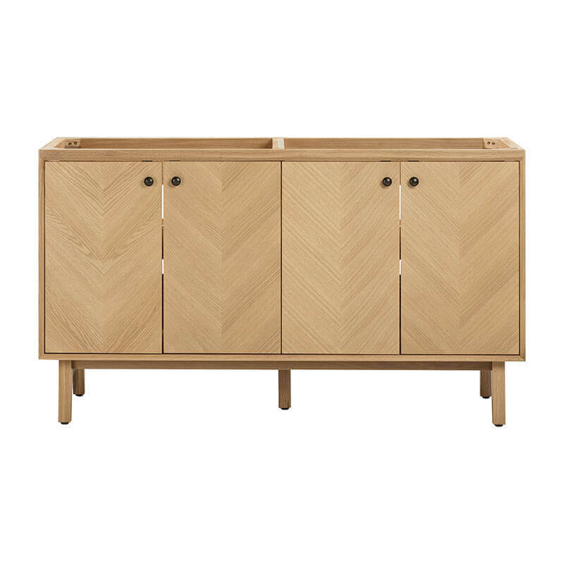Adele 60 inch Double Sink Bathroom Vanity Natural Oak Cabinet Only