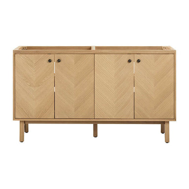 Adele 60 inch Double Sink Bathroom Vanity Natural Oak Cabinet Only
