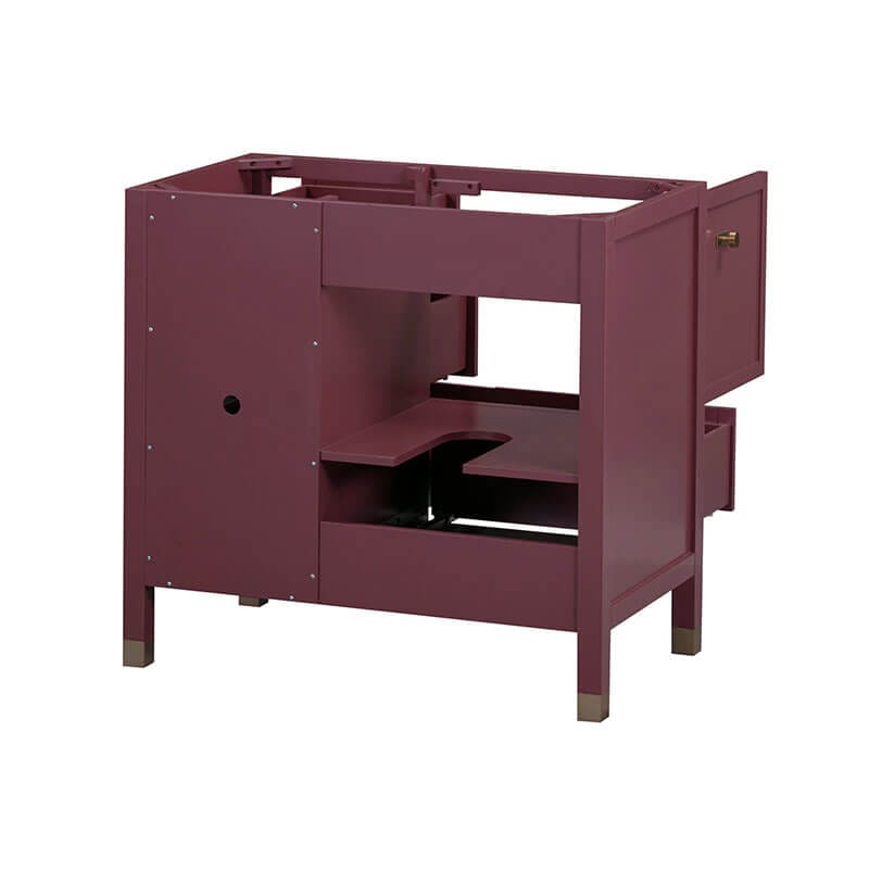 Alana 36 Inch Single Vanity Burgundy Red Cabinet Only Back View