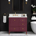 Alana 36 Inch Single Vanity Burgundy Red in Alluring Quartz Top Front View