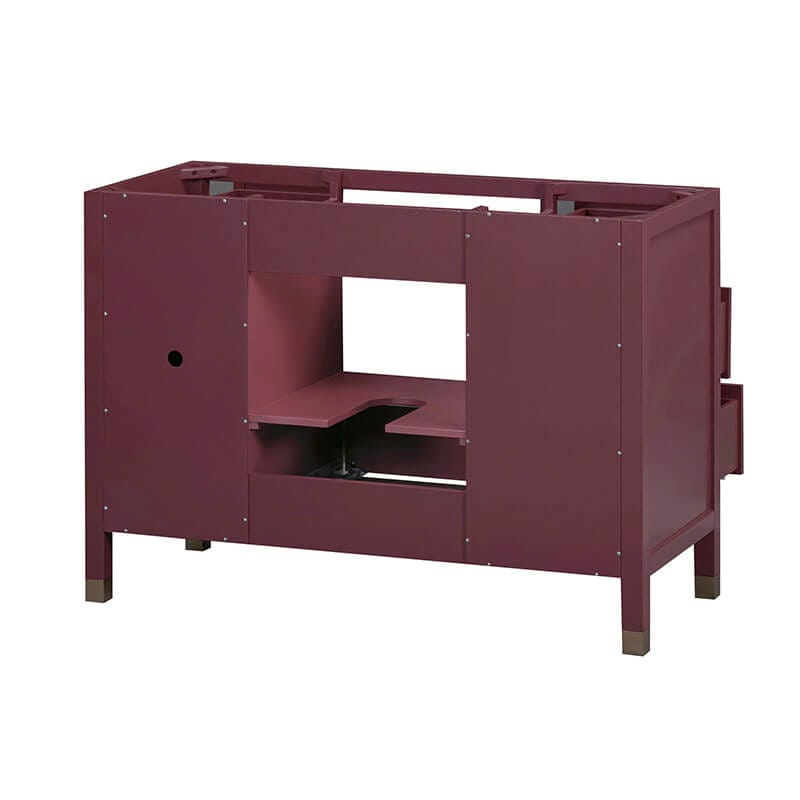 Alana 48 Inch Single Vanity Burgundy Red Cabinet Only Back View