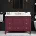 Alana 48 Inch Single Vanity Burgundy Red in White Engineered Stone Front View