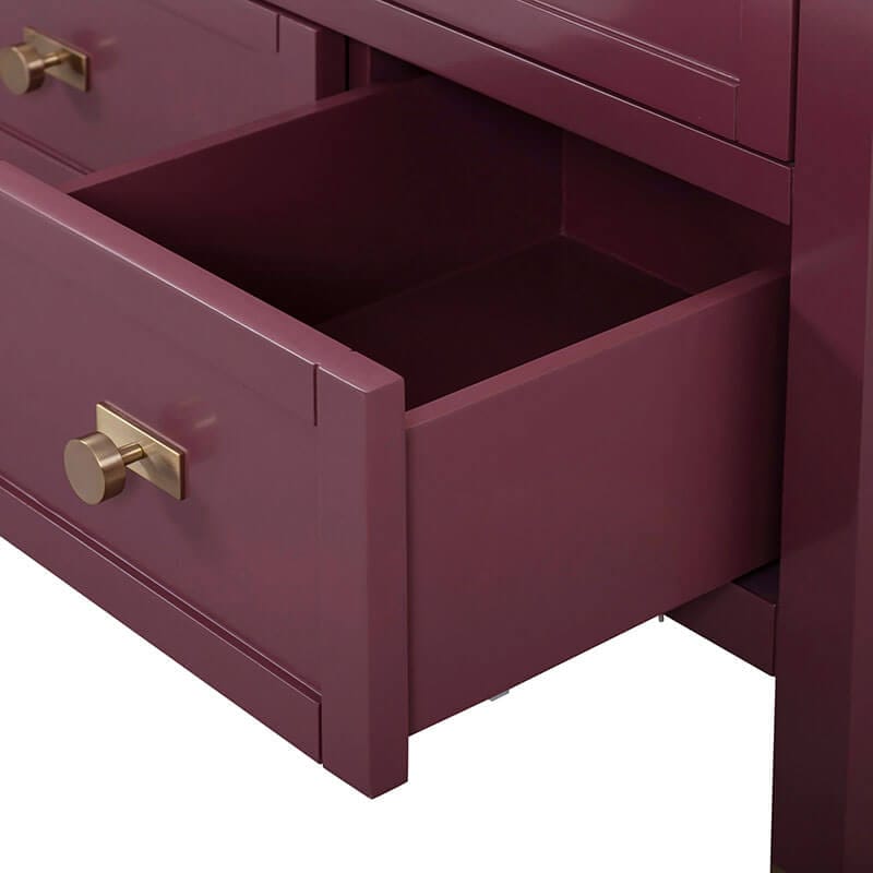 Alana 48 Single Vanity Burgundy Red Cabinet Only Drawer Corner View