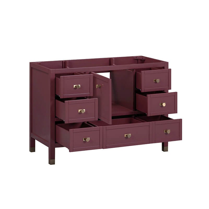 Alana 48 Single Vanity Burgundy Red Cabinet Only Open Drawer