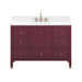 Alana 48 Single Vanity Burgundy Red in White Engineered Stone Front View