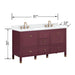 Alana 60 Double Vanity Burgundy Red in White Engineered Stone Dimension