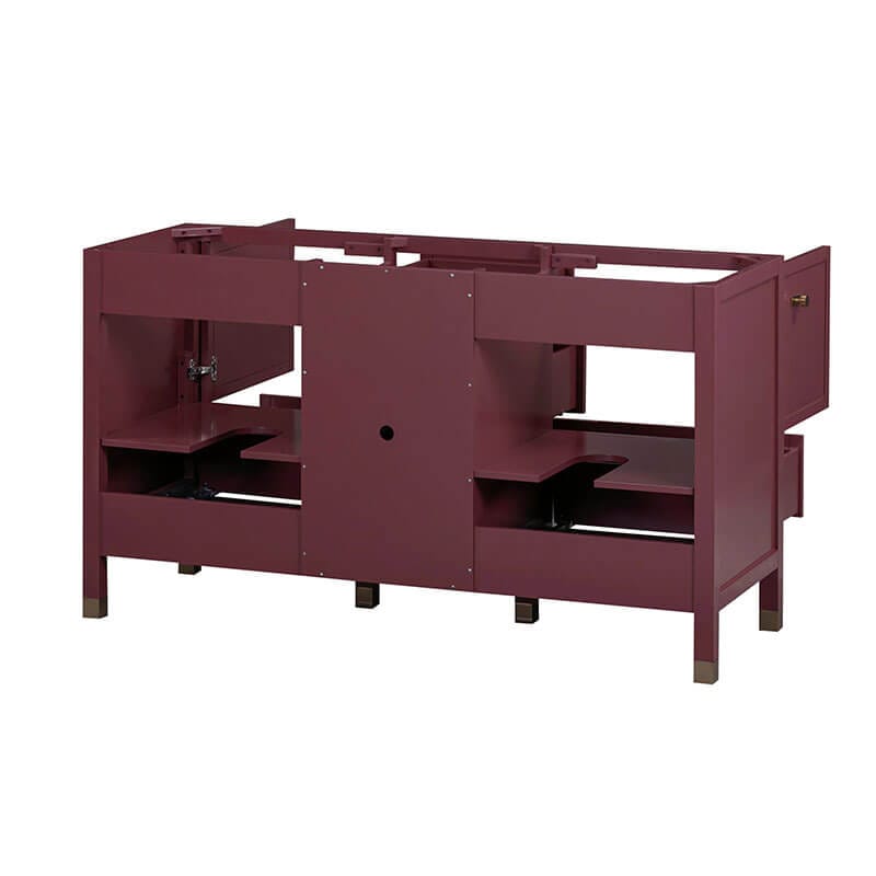 Alana 60 inch Double Vanity Burgundy Red Cabinet Only Back View