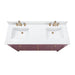 Alana 60 inch Double Vanity Burgundy Red in White Engineered Stone